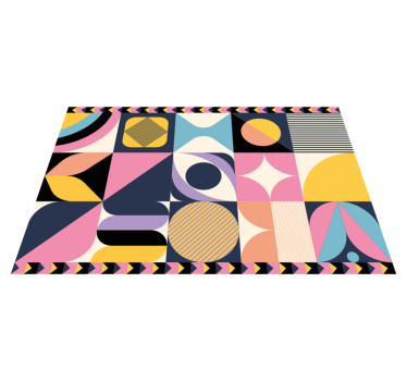 Geometric vinyl rug in colorful segments - TenStickers