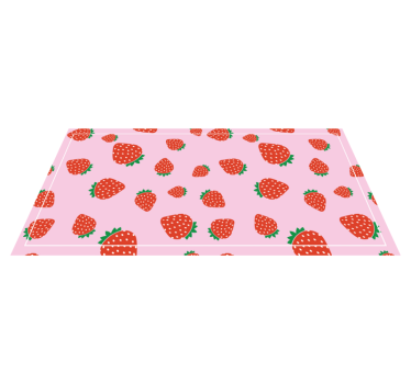 Pink strawberry motif floral vinyl rug - TenStickers