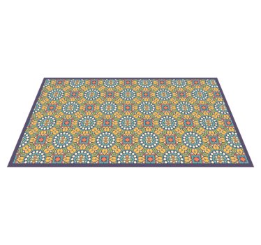 Colorful yellow composition mosaic vinyl rug - TenStickers