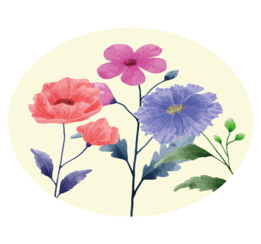 Vibrant Flower Composition circular vinyl rug - TenStickers
