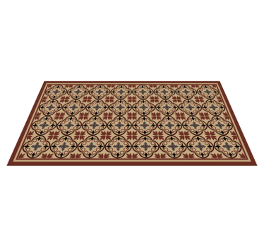 Geometric floral elements mosaic vinyl rug - TenStickers