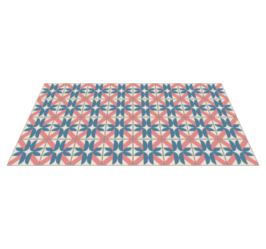 Pink blue geometric pattern tile vinyl rug - TenStickers