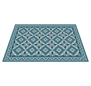 Elegant Blue Motif tile vinyl rug - TenStickers
