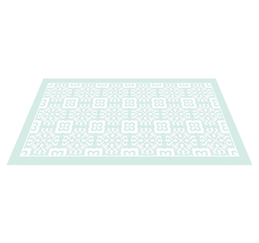 Light aquamarine vintage floral tiles bathroom vinyl rug - TenStickers
