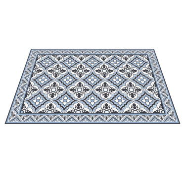 Light blue classical tile design kitchen vinyl rug - TenStickers