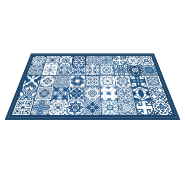 Blue and white mosaic pattern tile mat - TenStickers