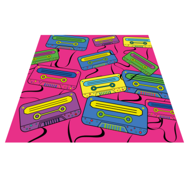 Vibrant Cassette Tapes teen vinyl rug - TenStickers