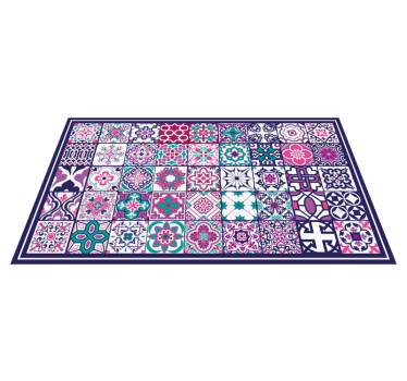 Pink maroccan tile pattern bathroom vinyl flooring - TenStickers