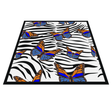 Butterfly Zebra Pattern animal print vinyl rug - TenStickers