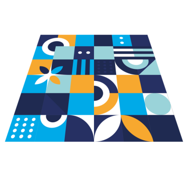 Geometric Color Shapes tile vinyl rug - TenStickers