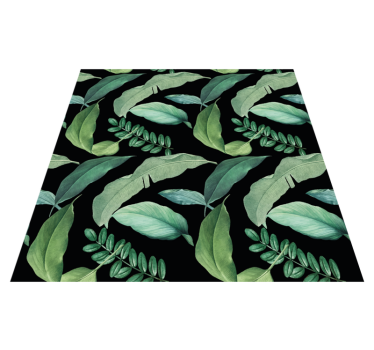 Dark gray forest leaves in the night flower rug - TenStickers