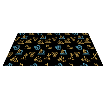 Fitness icons pattern teen vinyl rug - TenStickers