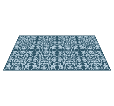 Floral Pattern Blueprint tile vinyl rug - TenStickers