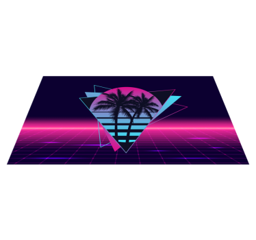 Retro Neon Palms vintage vinyl rug - TenStickers