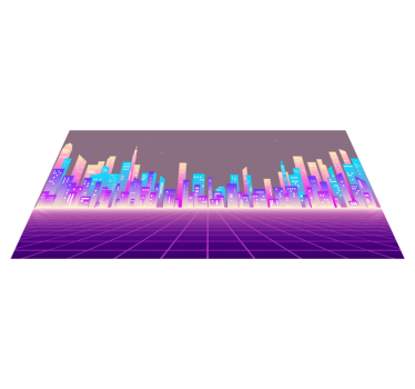 Neon Cityscape Horizon modern vinyl rug - TenStickers