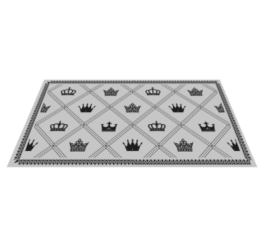 Monochrome Crown Pattern grey vinyl rug - TenStickers
