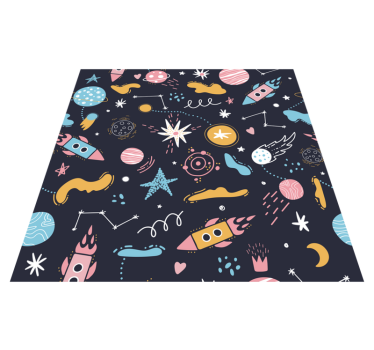 Cosmic space adventure playroom kids vinyl rug - TenStickers