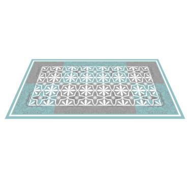 Blue grey patterns geometric vinyl rug - TenStickers
