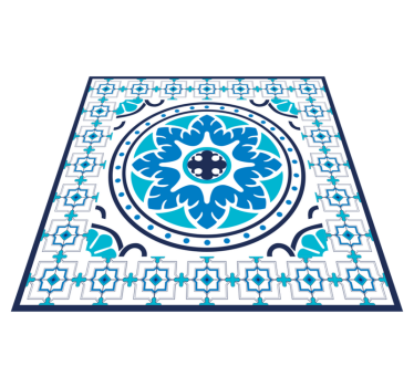 Blue kitchen vinyl rug tiles floor carpet - TenStickers