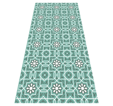 Green floral tiles kitchen vinyl rug - TenStickers