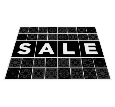Promotion pattern tiles text sale black vinyl floor carpet - TenStickers