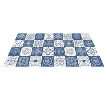 Vintage blue tiles kitchen vinyl rug - TenStickers