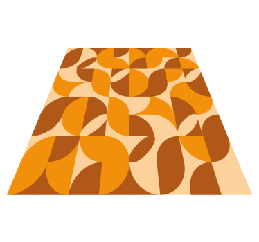 Orange retro design shapes living room rug - TenStickers