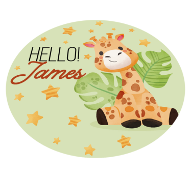 Giraffe With Name Animal Vinyl Mat - TenStickers