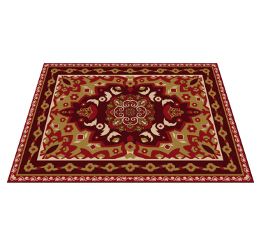 Floral geometric vintage design dining room vinyl rug - TenStickers