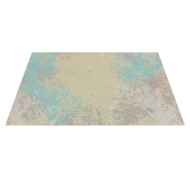 Yellow & blue abstract design dining room vinyl rug - TenStickers
