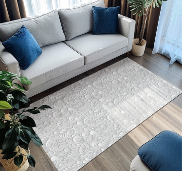 3D floral pattern white  vinyl rug - TenStickers
