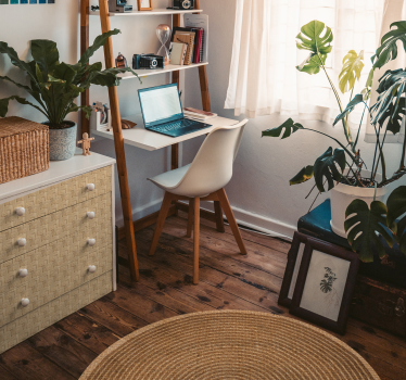 Natural circular weave bedroom vinyl rug - TenStickers