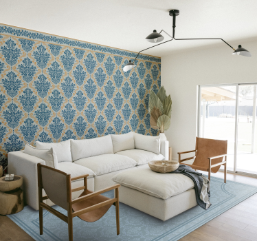 Soft blue baroque dining room vinyl rug - TenStickers