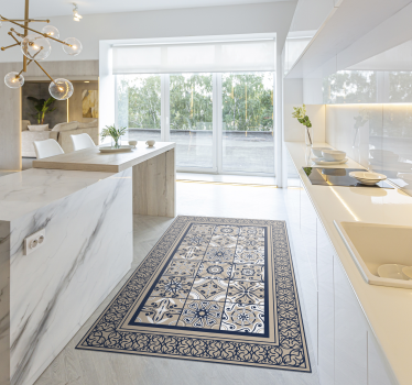 Brown vintage tiles kitchen vinyl rug - TenStickers
