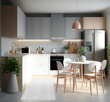 White wood texture vinyl kitchen mat - TenStickers