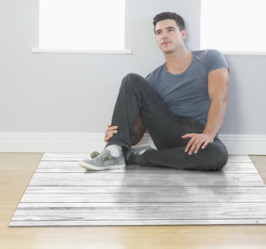 White wooden style wood effect vinyl rug - TenStickers