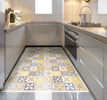 Limestone Spanish tiles kitchen vinyl rug - TenStickers