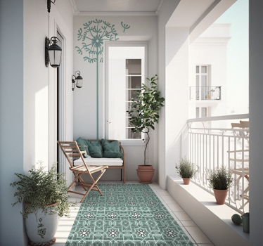 Turquoise tiles pattern vinyl kitchen mat - TenStickers