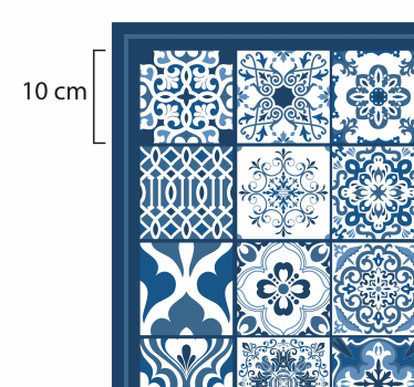Blue and white mosaic pattern tile mat - TenStickers