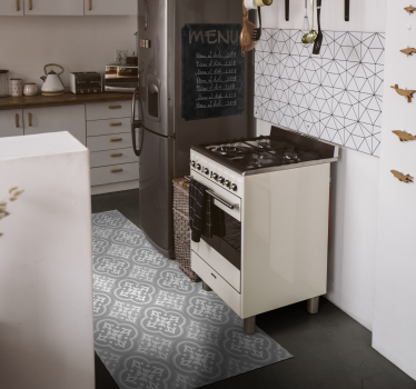 Grey hydraulic tiles kitchen vinyl rug - TenStickers