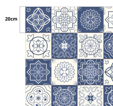 Vintage blue tiles kitchen vinyl rug - TenStickers