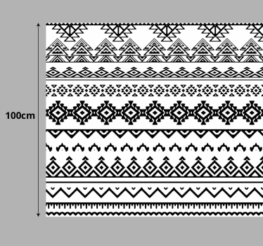 Geometric black and white ethnic print vinyl hallway runner - TenStickers