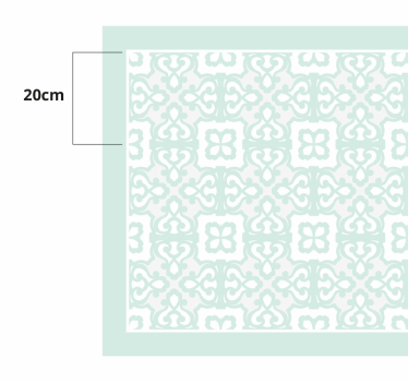 Light aquamarine vintage floral tiles bathroom vinyl rug - TenStickers