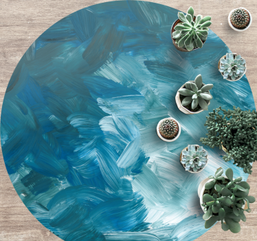 Blue paint strokes textured vinyl rug - TenStickers
