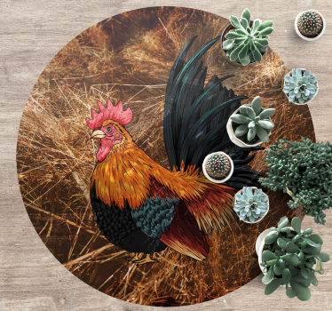 Animal print vinyl rug colorful rooster design - TenStickers