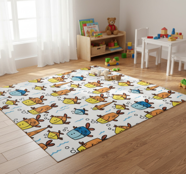 Animal vinyl rug multicolor fish kids design - TenStickers