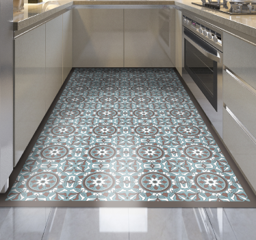 Arabian turquoise tile kitchen vinyl rug - TenStickers
