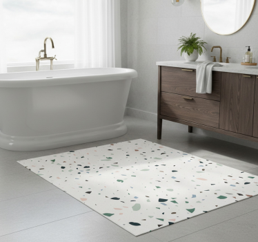 Bathroom vinyl rug in white terrazzo - TenStickers