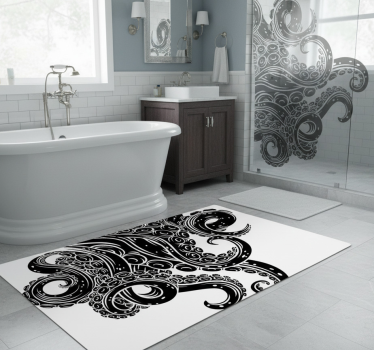 Bathroom vinyl rug octopus tentacles design - TenStickers