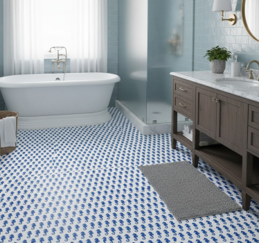 Bathroom vinyl rug sea horse shower mat - TenStickers